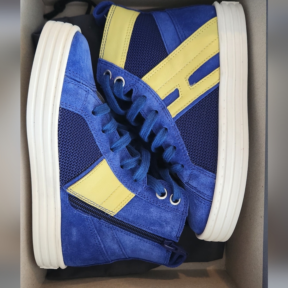 Hogan Junior Vibrant Blue and Yellow Sneakers